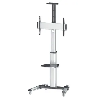 Manhattan Universal Multimedia TV-Ständer auf Rollen, Für Bildschirme von 37″ bis 70″* und bis zu 50 kg, -12 ~ 5° neigbar, 90° schwenkbar, Kamerahalterung und AV-Fachboden abnehmbar, schwarz/silber Manhattan Universal Multimedia TV-Ständer auf Rollen, Für Bildschirme von 37″ bis 70″* und bis zu 50 kg, -12 ~ 5° neigbar, 90° schwenkbar, Kamerahalterung und AV-Fachboden abnehmbar, schwarz/silber