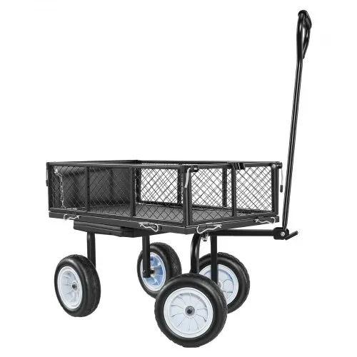 VEVOR Bollerwagen 226,8 kg Tragkraft, Gartenwagen mit Sitz & PU-Rädern, Transportwagen mit Werkzeugablage & Verstellbarem Griff, Gerätewagen für Rasen, Terrasse & Garten, Schwarz – Bild 10