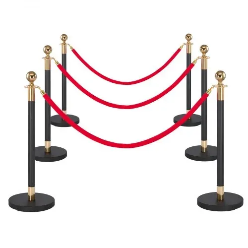 VEVOR Absperrpfosten 6-teilig, Personenleitsystem Set mit Rotem Teppich (10 m) & 4 Roten Samtseilen (1,5 m), Absperrständer mit Nachfüllbarem Sockel für Konzerte Ausstellungen Hotels Kinos (Schwarz) – Bild 10