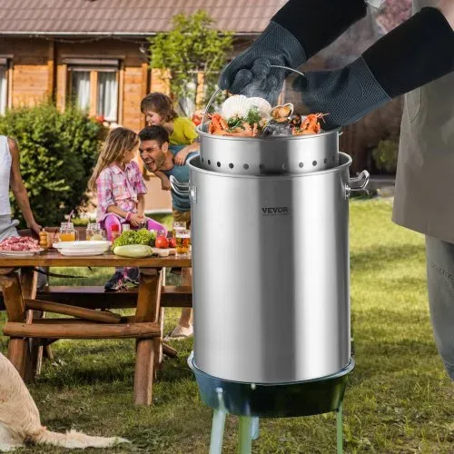 VEVOR Suppentopf Edelstahl 34 L Kochtöpfe Großraumtopf, Kochgeschirr-Saucentopf mit Korb & Deckel & Griff, Suppentopf in Handelsqualität, Schleifbehandlung, zum Dämpfen, Kochen oder Braten, Silber – Bild 7