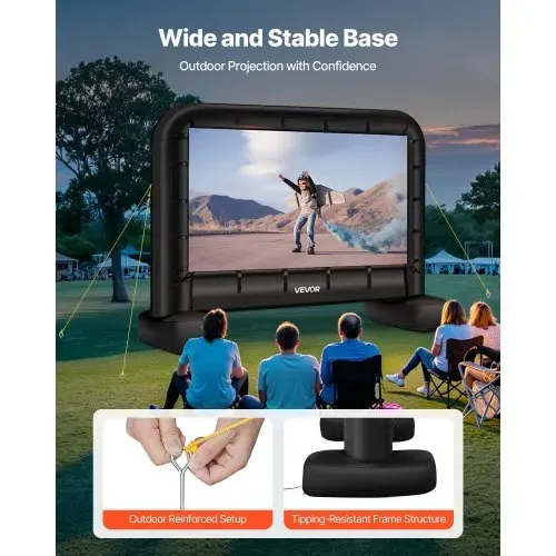 VEVOR aufblasbare Filmleinwand Projektion Beamer Leinwand aus 600D, Projektionsleinwand mit tragbarer Aufbewahrungstasche, 16:9, Filmprojektion für Heimkino Mottoparty Poolspaß (328 x 130 x 251 cm) – Bild 4
