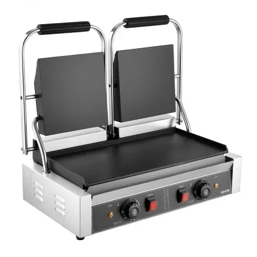 VEVOR kommerzieller Kontaktgrill 3600 W Elektrogrill Sandwichmaker (Doppelbackplatten) Panini Presse aus Edelstahl mit Temperaturregelung, 48 x 23 cm flache Emailleplatte, für Hamburger Steak Speck – Bild 8