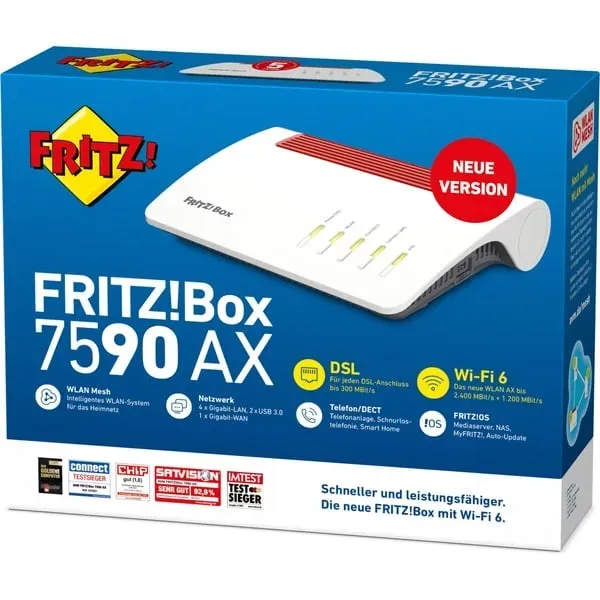 Box 7590 AX WLAN-Router Gigabit Ethernet Dual-Band (2,4 GHz/5 GHz) Weiß – Bild 4
