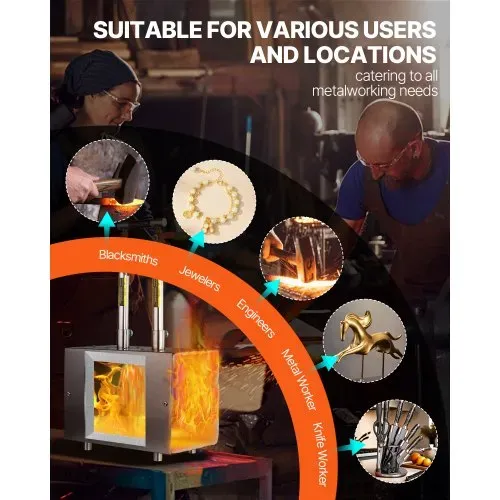 VEVOR tragbare Propangas-Schmiede mit 2 Brenner 1427 °C, Hufschmiede Schmiedeofen mit quadratischer Form, Edelstahl, Gasschmiedewerkzeuge und -ausrüstung, Schmelzofen Verwendung zum Metallschmieden – Bild 5