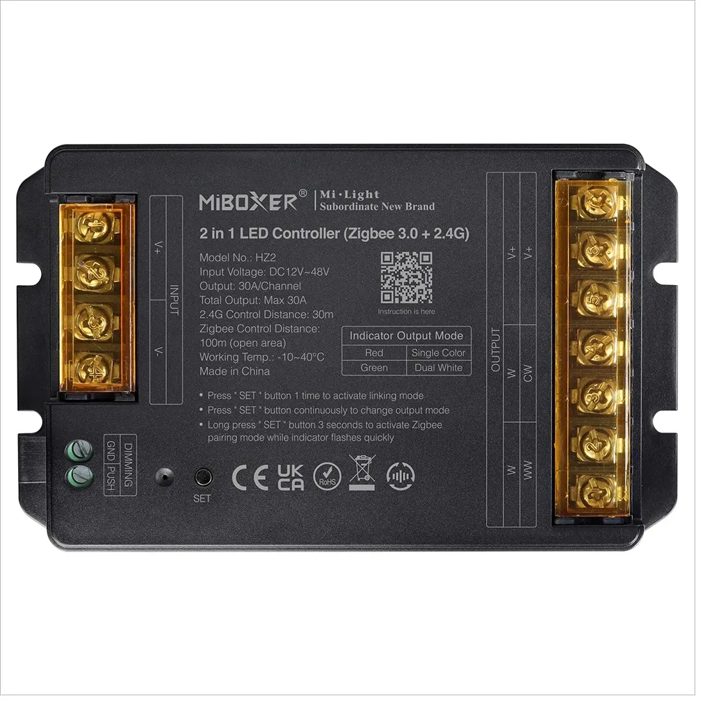 MiBoxer HZ2 LED Controller 2in1 DC12~48V Zigbee 3.0+ 2.4G HP 30A MiBoxer HZ2 LED Controller 2in1 DC12~48V Zigbee 3.0+ 2.4G HP 30A