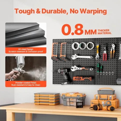 VEVOR Werkzeugwand, 61 x 30 cm, 4er-Set, robuster Stecktafel-Wand-Organizer mit Zubehör, für Wohnzimmer, Garage, Werkzeugaufbewahrung, Büroorganisation, Bastelraum, Küche, Zuhause, schwarz – Bild 2