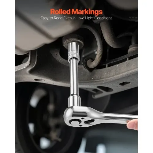 VEVOR Steckschlüsselsatz 18-tlg. 12,7 mm Antrieb, Steckschlüssel-Werkzeugsatz, metrische Größe von 10 bis 27 mm, mit Aufbewahrungskoffer, klare Markierungen, verchromter CR-V-Legierungsstahl – Bild 3