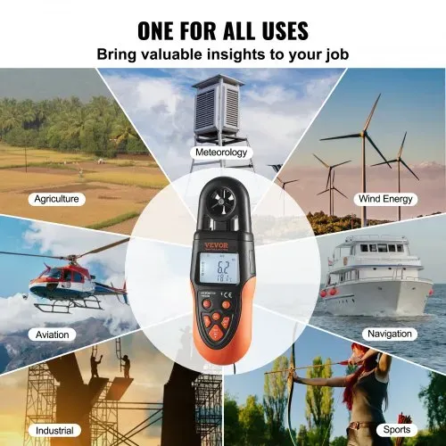VEVOR Anemometer 78,4MPH Luftgeschwindigkeitsmesser 191x67x43mm Windmesser IP44 Windmessgerät Windstärkemesser MAX/MIN/AVG/CU-Windgeschwindigkeitsdaten Bluetooth Geschwindigkeitsmessgerät – Bild 5