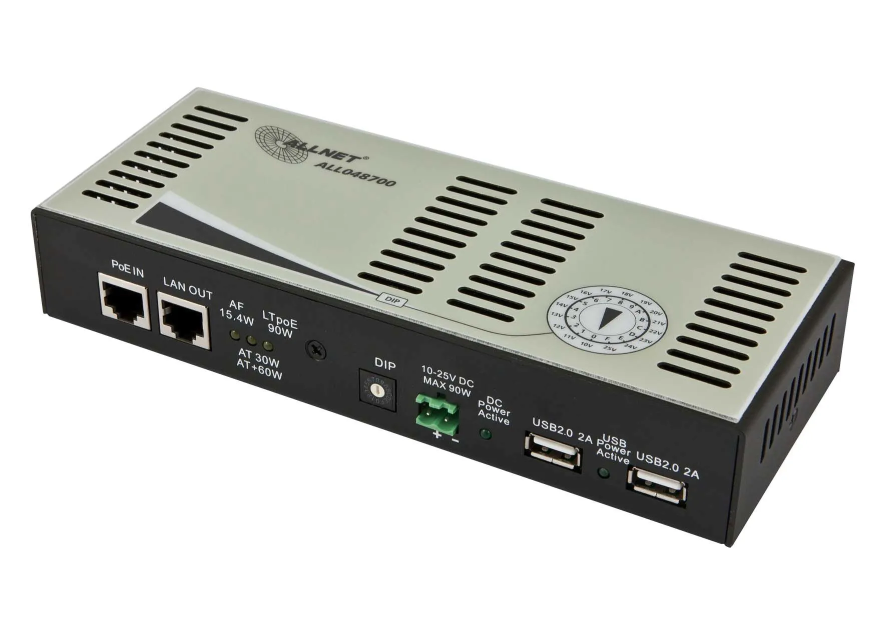 ALLNET ALL048700 / Splitter HPoE 90W 10-25V 2x USB 2.0 je 10 ALLNET ALL048700 / Splitter HPoE 90W 10-25V 2x USB 2.0 je 10