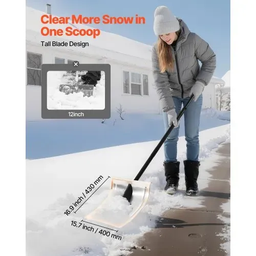 VEVOR Schneeschaufel, 400 mm breite Schneeräumer aus Aluminiumlegierung, Schneeschieber, Schneeschippe, Schneeschüppet, abnehmbares & leichtes Schneeräumwerkzeug für Garten, Auto, Camping – Bild 3