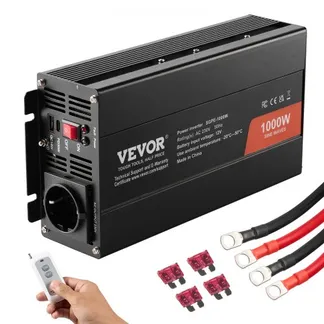 VEVOR Wechselrichter mit reiner Sinuswelle 1000W DC 12V AC 230V Spannungswandler mit 1 AC-Steckdosen 1 USB-Anschlüssen 1 Typ-C-Anschluss Fernbedienung für kleine Heimgeräte wie Smartphone-Laptop VEVOR Wechselrichter mit reiner Sinuswelle 1000W DC 12V AC 230V Spannungswandler mit 1 AC-Steckdosen 1 USB-Anschlüssen 1 Typ-C-Anschluss Fernbedienung für kleine Heimgeräte wie Smartphone-Laptop