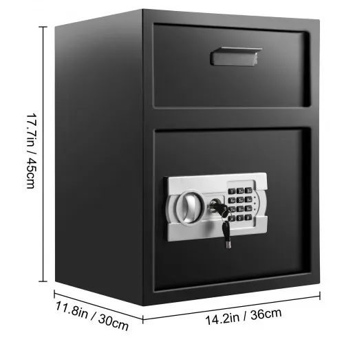 VEVOR Tresor Elektronischer Möbeltresor 48 L (36 x 30 x 45 cm), Tresor mit Elektronischem Zahlenschloss, Safe Möbeltresor Schwarz, aus stabilen Kohlenstoffstahl, feuerfest und wasserdicht, mit LCD-Bildschirm – Bild 7
