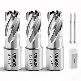 VEVOR HSS-Kernbohrer Weldon-Schaft 5-tlg. Magnetbohrer 15,9 mm Schnittdurchmesser, 3 Bohrer mit 2 Zentrierstiften, 25,4 mm Schnitttiefe, 3 Kunststoffboxen, für Magnetbohrmaschinen, Stahl, Aluminium VEVOR HSS-Kernbohrer Weldon-Schaft 5-tlg. Magnetbohrer 15,9 mm Schnittdurchmesser, 3 Bohrer mit 2 Zentrierstiften, 25,4 mm Schnitttiefe, 3 Kunststoffboxen, für Magnetbohrmaschinen, Stahl, Aluminium