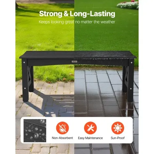 VEVOR Gartenbank Gartenmöbel Bänke 113 cm 272 kg Tragkraft, wetterfeste Verandabank mit verstellbaren Fußpolstern & dickem Bein, Terrassenbank aus Kunststoff für Garten Park Hof Veranda, Schwarz VEVOR Gartenbank Gartenmöbel Bänke 113 cm 272 kg Tragkraft, wetterfeste Verandabank mit verstellbaren Fußpolstern & dickem Bein, Terrassenbank aus Kunststoff für Garten Park Hof Veranda, Schwarz