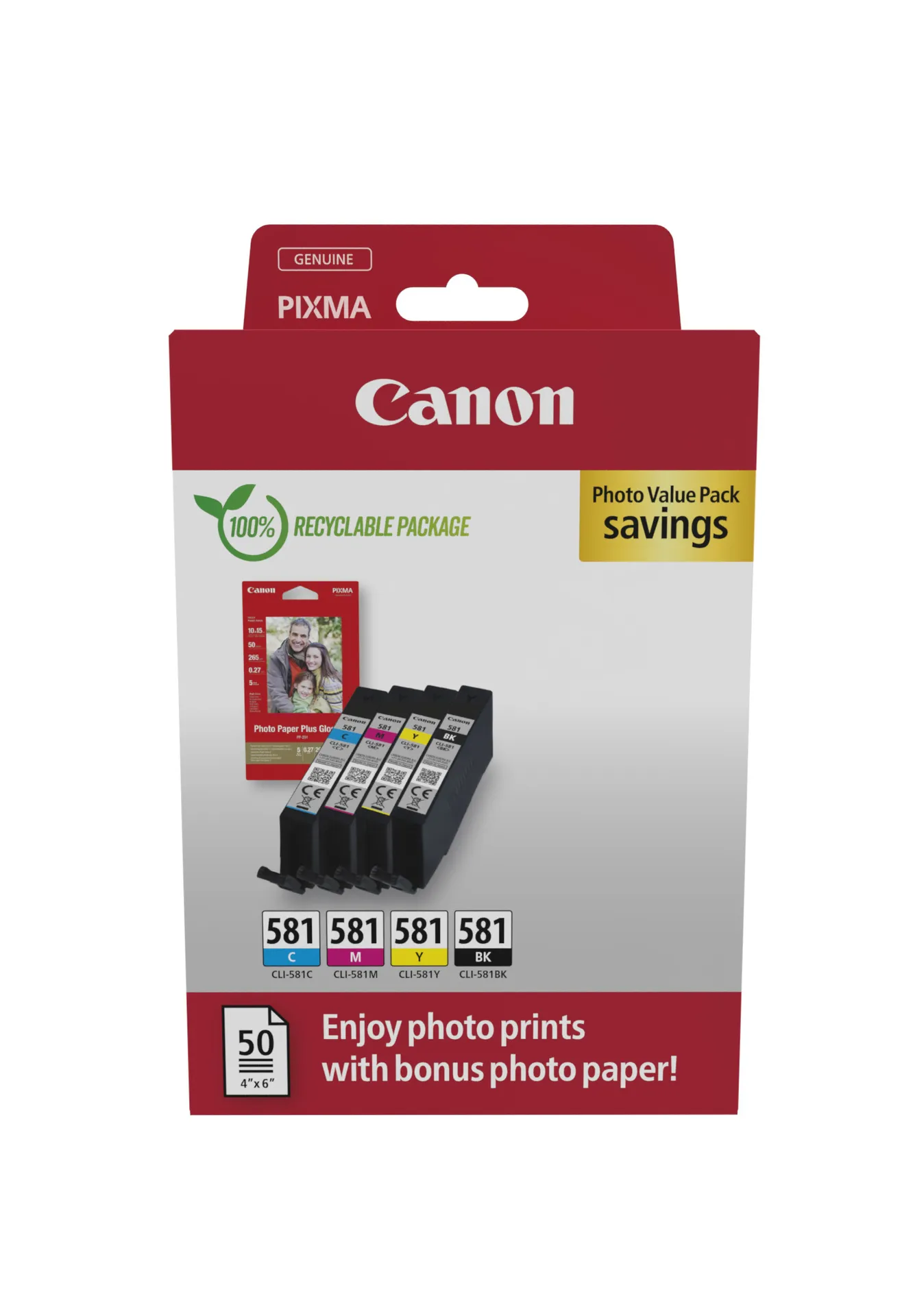 Canon CLI-581 BK/C/M/Y Photo Value Pack Canon CLI-581 BK/C/M/Y Photo Value Pack
