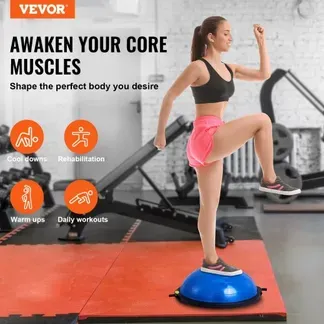 VEVOR Halb-Gymnastikball-Trainer, 66 cm Balance-Ball-Trainer, 680 kg Tragkraft Stabilitätsball, Yoga-Ball mit Widerstandsbändern und Fußpumpe, Kraft-Fitnessball im Heim-Fitnessstudio, Blau VEVOR Halb-Gymnastikball-Trainer, 66 cm Balance-Ball-Trainer, 680 kg Tragkraft Stabilitätsball, Yoga-Ball mit Widerstandsbändern und Fußpumpe, Kraft-Fitnessball im Heim-Fitnessstudio, Blau