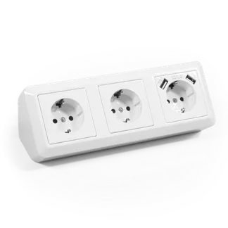Steckdosenblock McPower “Cup“ Aufbau, weiß, 3-fach Schutzkontakt + USB Steckdosenblock McPower “Cup“ Aufbau, weiß, 3-fach Schutzkontakt + USB