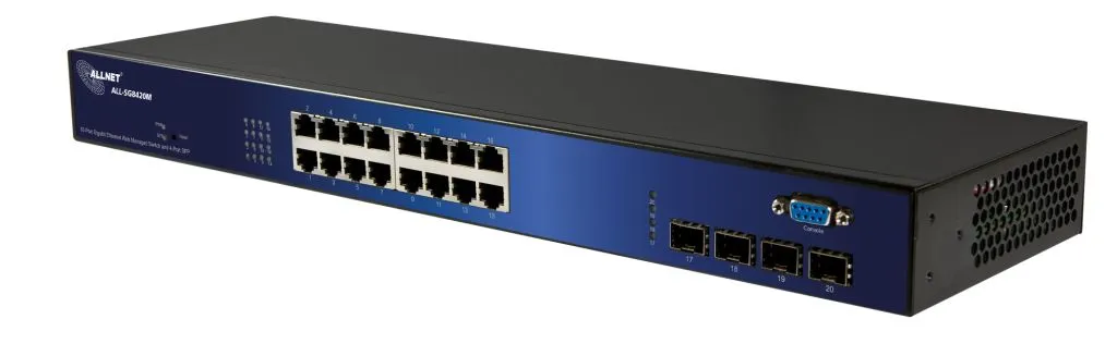 ALLNET Switch smart managed 16 Port Gigabit / 16x LAN / 4x SFP / Lüfterlos / 19″ / „ALL-SG8420M“ ALLNET Switch smart managed 16 Port Gigabit / 16x LAN / 4x SFP / Lüfterlos / 19″ / „ALL-SG8420M“