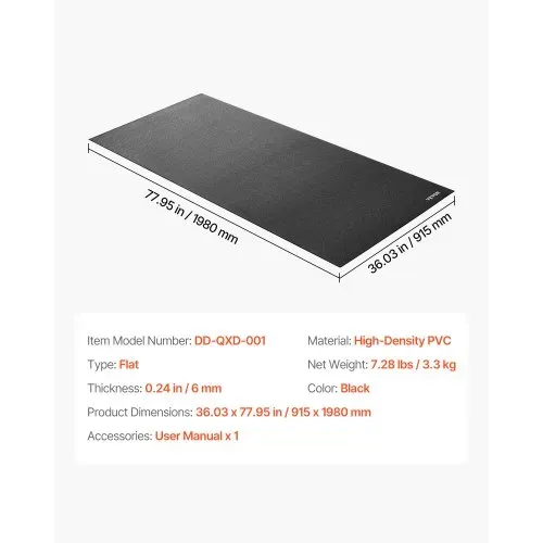 VEVOR Laufbandmatte für Teppichboden Bodenschutzmatte (915 x 1980 mm) für Sportgeräte 6 mm dick, Trainingsgerätematte für Laufbänder Ellipsentrainer Rudergerät, hochdichter PVC-Bodenschutz – Bild 6