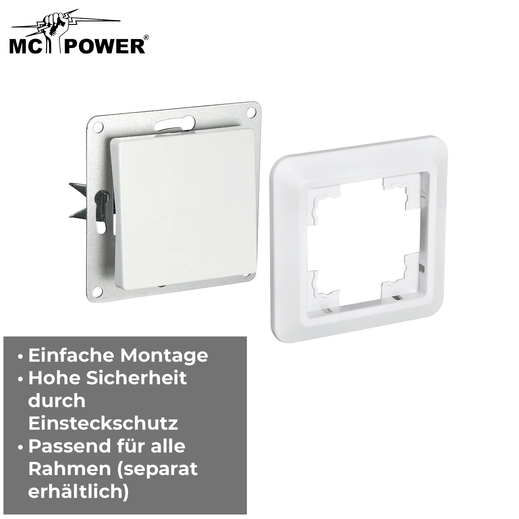 Wechselschalter McPower ''Cup'' 250V~/10A, UP, Steckanschluss, weiß – Bild 4