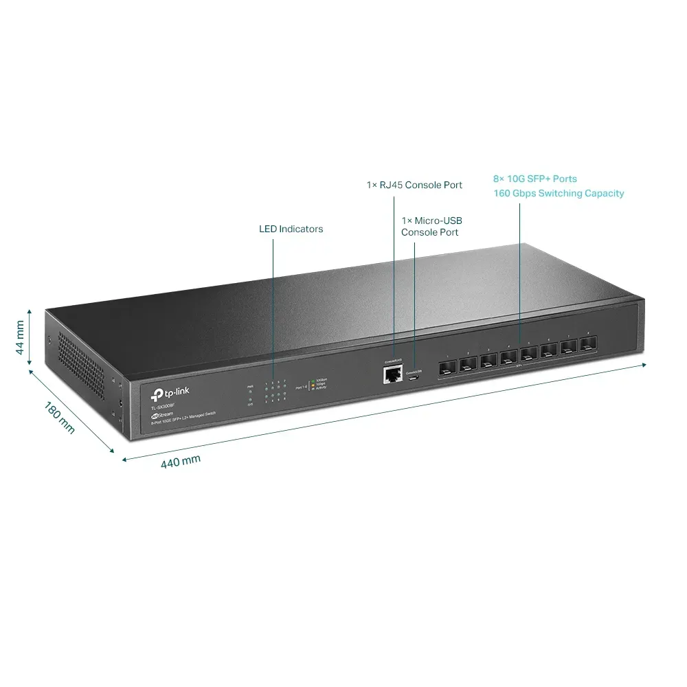 TP-Link Switch full managed Layer2+ 8 Port • 8x SFP+ • Omada • SX3008F – Bild 4