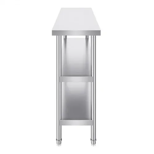 VEVOR Lebensmittel-Zubereitungstisch aus Edelstahl, gewerblicher Küchenarbeitstisch, mit 2 verstellbaren Unterregalen, Zubereitungstisch für Grill, Küche, Zuhause und Garage 356 x 1524 x 864 mm – Bild 8