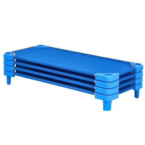 VEVOR Stapelbares Kinderbett 4er-Pack tragbare Kleinkinder-Schlafbetten, Standardgröße 130 x 57 x 15 cm, Kindertagesstättenbetten Vorschulklassenzimmer zum Schlafen Ausruhen Mittagsschlaf, blau – Bild 8