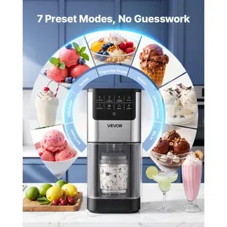 VEVOR Eismaschine, 7-in-1-Gerät für Gelato, Sorbet, Milchshake, Frozen Yogurt & Light-Eiscreme, Hausgemachte Eismaschine mit Ein-Knopf-Funktion zum Einrühren und Nachdrehen, Glatte Cremige Textur VEVOR Eismaschine, 7-in-1-Gerät für Gelato, Sorbet, Milchshake, Frozen Yogurt & Light-Eiscreme, Hausgemachte Eismaschine mit Ein-Knopf-Funktion zum Einrühren und Nachdrehen, Glatte Cremige Textur