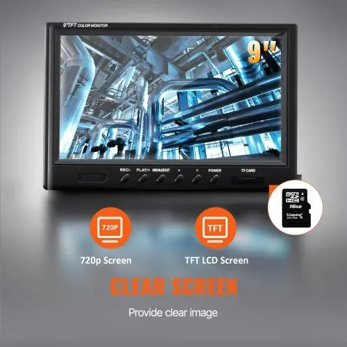 VEVOR Kanalkamera, 50 m, 23 cm Bildschirm, Rohrinspektionskamera mit DVR-Funktion, IP68-Kamera mit 12 einstellbaren LEDs, mit einer 16 GB SD-Karte für Abwasserleitungen, Haus, Kanal, Abflussrohr – Bild 2