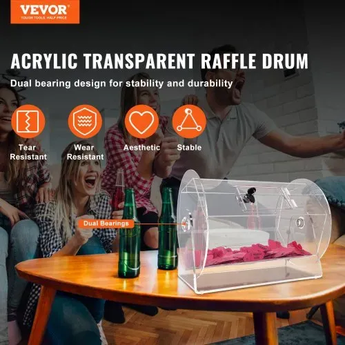 VEVOR Lostrommel Glückskind 5000 Lose oder 200 Tombola-Kugeln Fassungsvermögen, Professioneller Los-Drehkäfig mit 2 Schlüsseln, Transparente Lotterie-Drehscheibe, Losbox für Lotteriespiele VEVOR Lostrommel Glückskind 5000 Lose oder 200 Tombola-Kugeln Fassungsvermögen, Professioneller Los-Drehkäfig mit 2 Schlüsseln, Transparente Lotterie-Drehscheibe, Losbox für Lotteriespiele