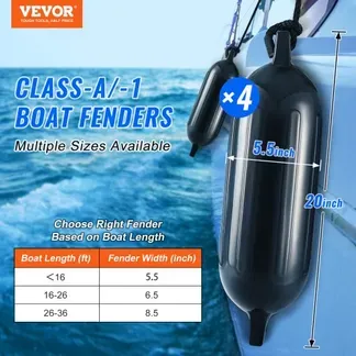 VEVOR Fender-Set 4 Aufblasbare Fenders 13,97 x 50,8 cm Bootsfender, Horizontale oder vertikale Montage, Stegfender Langfender mit 4 Nadeln & Seilen & AufbewahrungstascheHitzebeständig, UV-geschützt VEVOR Fender-Set 4 Aufblasbare Fenders 13,97 x 50,8 cm Bootsfender, Horizontale oder vertikale Montage, Stegfender Langfender mit 4 Nadeln & Seilen & AufbewahrungstascheHitzebeständig, UV-geschützt