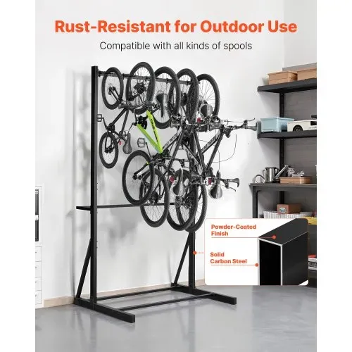 VEVOR Fahrradständer für 5 Fahrräder, Fahrradhalter mit 5 Hochleistungshaken, aus Karbonstahl, 136 kg Tragkraft, vertikaler Fahrradbodenständer für Garage, Wohnzimmer, Innenschuppen – Bild 5