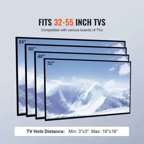 VEVOR TV Ständer mit Rollen Universal 615–670 mm Höhenverstellbar, 75 x 75 mm, 400 x 400 mmm 41 kg Belastbar Bodenständer Standfuß Mobil Wagen Fernsehständer, Stabile Halterung Fernsehtisch – Bild 5