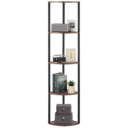 VEVOR Eckregal mit 5 Ebenen, hoher Eckständer mit LED-Licht, Displayregal Lagerregal mit Metallrahmen und Holzregalen, Standregal Ausstellungsbücherregal für Schlafzimmer Wohnzimmer Büro Braun VEVOR Eckregal mit 5 Ebenen, hoher Eckständer mit LED-Licht, Displayregal Lagerregal mit Metallrahmen und Holzregalen, Standregal Ausstellungsbücherregal für Schlafzimmer Wohnzimmer Büro Braun