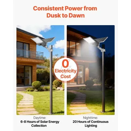 VEVOR Solar Straßenlaterne 900000 LM, Straßenlampe 12000 W, mit Dämmerungssensor, geteilte LED-Flutlicht-Solarleuchte mit Funkfernbedienung, Gartenlampe, IP65 wasserdicht, für Einfahrten & Höfe – Bild 2