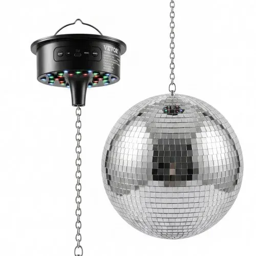 VEVOR Spiegelkugel Discokugel Mirrorball 300 mm mit Motor Fernbedienung LED, für Partys Heimdekoration Bühnen DJ- & Tanzclubs RGB plus 3 Mischfarben 0/3/6/9/12/15 U/min USB-Anschluss & Batteriebetrieb – Bild 10