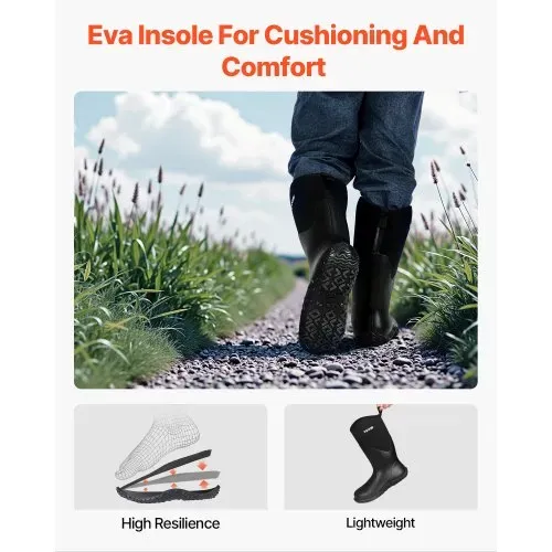VEVOR Gummistiefel, Schutzschuhe, Arbeitsschuhe; rutschfeste Stiefel, isolierte Schlammstiefel, Arbeitsstiefel, ideal zum Wandern, Angeln, oder für die Gartenarbeit, Größe 12 US – Bild 2