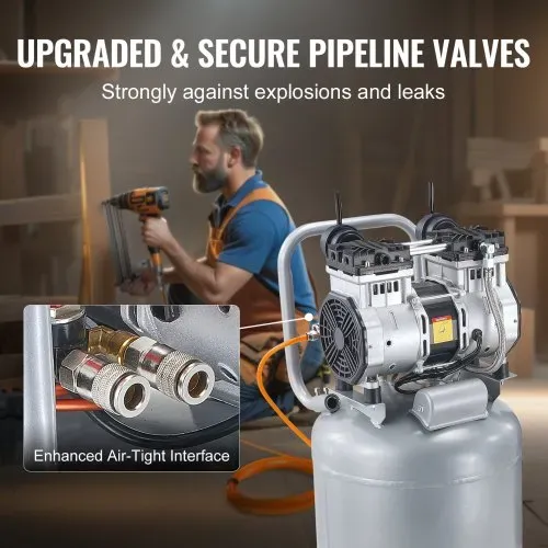 VEVOR Luftkompressor 49L Flüsterkompressor 2HP Luftpumpe ölfrei 8bar Kompressor Einphasig Geräuschpegel ≤63dB Ideal zum Aufpumpen von Reifen Autoreparaturen Malerarbeiten Holzarbeiten – Bild 4