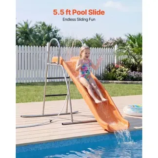 VEVOR Wasserrutsche Freistehend 165 cm Gartenrutsche für Kinder, Poolrutsche mit Integriertem, Verstellbarem Sprinkler, Kletterleiter und Bodenschutzmatte, Kinderrutsche aus Metall und Kunststoff VEVOR Wasserrutsche Freistehend 165 cm Gartenrutsche für Kinder, Poolrutsche mit Integriertem, Verstellbarem Sprinkler, Kletterleiter und Bodenschutzmatte, Kinderrutsche aus Metall und Kunststoff