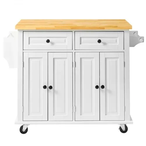 VEVOR Servierwagen Küchenwagen 1100 x 450 x 825 mm, 136 kg Belastbar Kücheninsel Küchenschrank, Rollwagen Küchentrolley mit Handtuchhalter & 2 Schubladen, Mikrowellenschrank Küchenrollwagen Massivholz – Bild 8