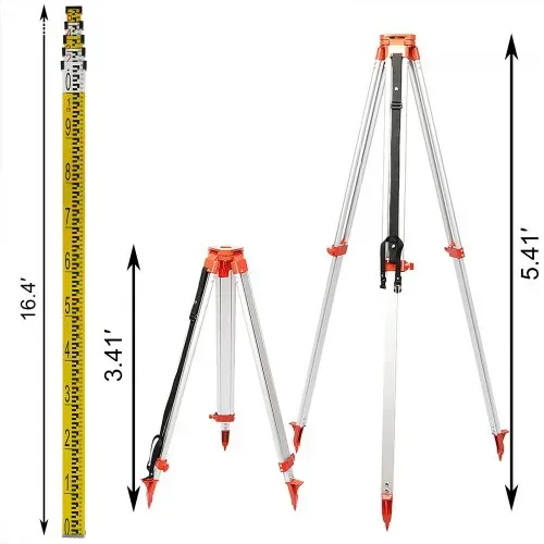 VEVOR Lasermessgeräte 5M Länge Staff & 1,65 m Aluminium Stativ Tripod Rotationslaser – Bild 7