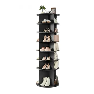 VEVOR Schuhregal Schuhschrank für 28 Paar Schuhe (7-stöckig) 360° drehbar, platzsparende Schuhaufbewahrung, Schuhablage für Schlafzimmer Wohnzimmer Eingangsbereich, Schwarz 598 x 598 x 1805 mm VEVOR Schuhregal Schuhschrank für 28 Paar Schuhe (7-stöckig) 360° drehbar, platzsparende Schuhaufbewahrung, Schuhablage für Schlafzimmer Wohnzimmer Eingangsbereich, Schwarz 598 x 598 x 1805 mm