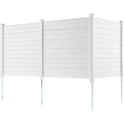 VEVOR 3xPaneele Gartenzaun 122x122cm Sichtschutzzaun PVC und verzinktes Blech-Erdspieß Windschutzzaun Metallpfähle bis 50cm Lamellenzaun Steckzaun Sichtschutz ideal für Pool-Ausrüstung Klimaanlagen – Bild 8