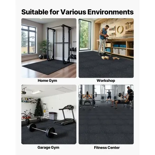 VEVOR 24 x Puzzlematte Bodenschutzmatte 610 x 610 x 10 mm, Hochdichte EVA-Schaumstoffmatte, Ineinandergreifende Fitnessmatte Gymnastikmatte Sportmatte, Trainingsmatte (Schwarz) mit Blauen Punkten – Bild 5