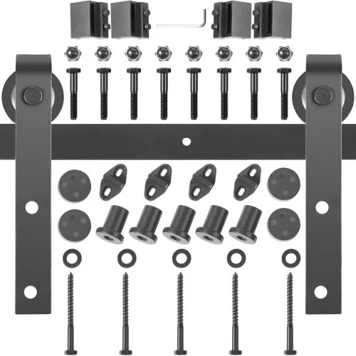 VEVOR Schiebetürsystem 183cm Schiebetürbeschlag Kohlenstoffstahl Bodenführungsrolle 150kg Tragfähigkeit Türführung max. 91,5cm Türbreite Laufschienen Set für Doppeltür ideal für Scheune Küche Garage VEVOR Schiebetürsystem 183cm Schiebetürbeschlag Kohlenstoffstahl Bodenführungsrolle 150kg Tragfähigkeit Türführung max. 91,5cm Türbreite Laufschienen Set für Doppeltür ideal für Scheune Küche Garage