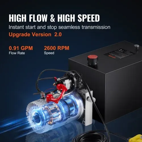 VEVOR Hydraulikpumpe Hydraulikaggregat 12 V Hydraulikaggregat 1600 W, Einfachwirkende Hydraulikpumpe Hydraulic Power Pack, 3 Gal Tank Hand Pump Hydraulikaggregat, für Aufzüge, Gabelstapler usw. – Bild 3