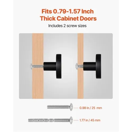 VEVOR Möbelknöpfe, 10er-Pack, 32 mm, Schrankknöpfe aus schwarzer Zinklegierung, massive Küchenknöpfe, Schubladenknöpfe mit Schrauben für Badezimmer, Schränke, Schubladen, Küche – Bild 3