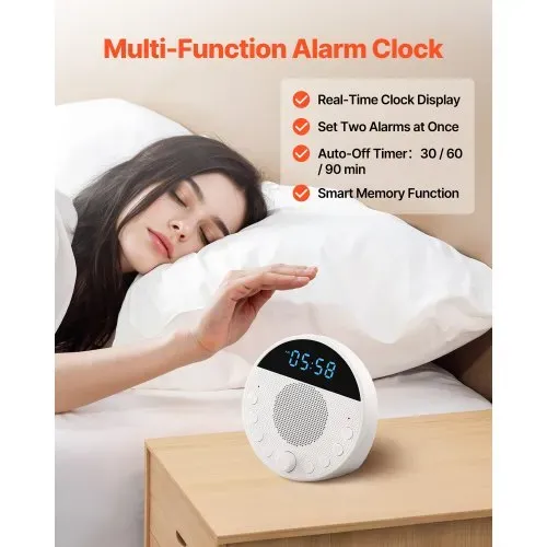 VEVOR Einschlafhilfe, White Noise Machine, 18 Musktitel, 7-farbiges Nachtlicht, 6-in-1-Soundmaschine mit weißem Rauschen & zwei Alarmen, APP, automatischer Abschalttimer & Speicherfunktion – Bild 5