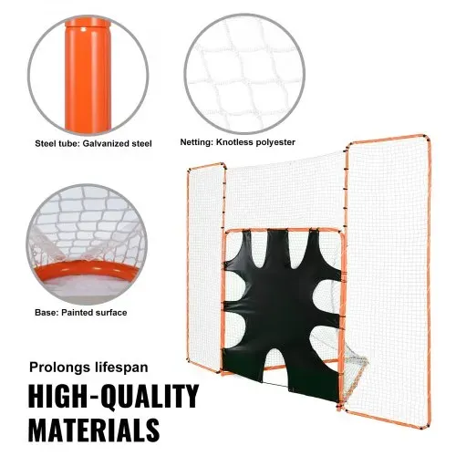 VEVOR 3-IN-1-Lacrosse-Tor mit Rücklaufsperre und Zielscheibe, 12' x 9' Lacrosse-Netz, Hinterhof-Lacrosse-Rebounder-Ausrüstung mit Stahlrahmen, schnell und einfach aufzubauendes Trainingsnetz, perfekt – Bild 3