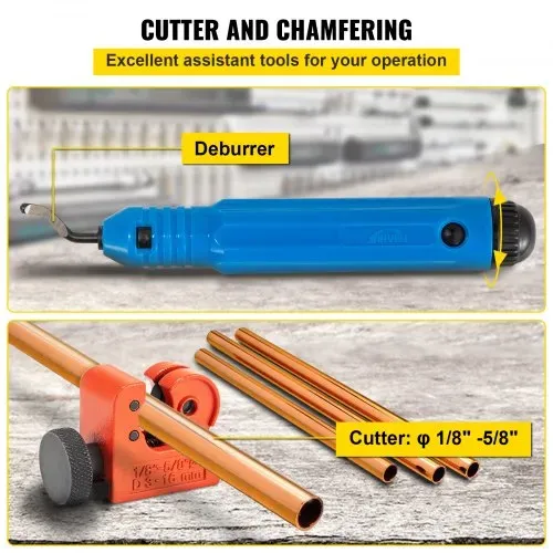 VEVOR 72485-PRC Hydraulisches Bremsleitung Bördelgerät 30-teilig Bördelwerkzeug Hydraulic flaring tool mit 45° Bördelkegel / 16 Matrizen & Adaptern für 3/16"-1/2" Kupferrohr – Bild 4